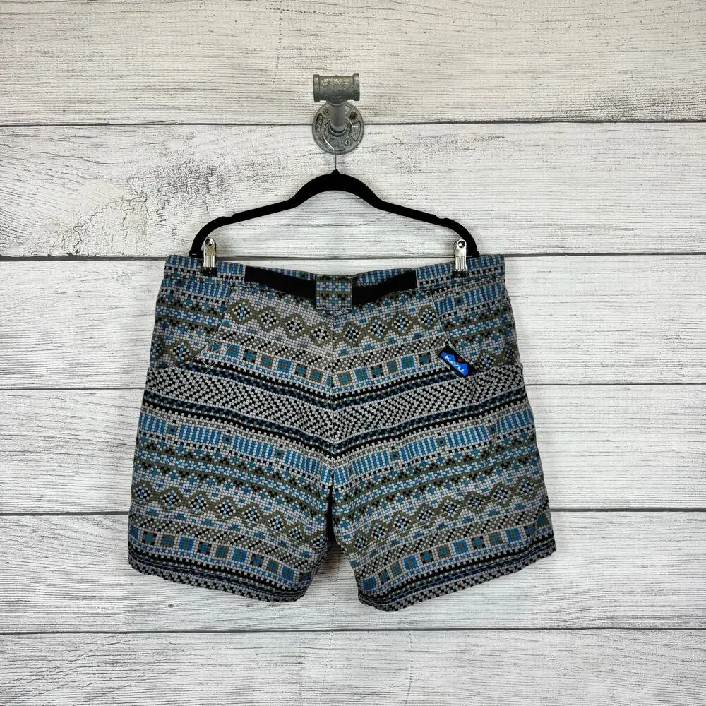Kavu Men's Gray Belted Geometric Outdoor Hiking Chilli Shorts Size XXL